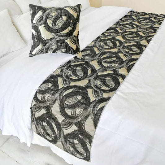 The HomeCentric King/Queen/Twin Black Decorative Queen 74"x18" Bed Runner by TheHomeCentric