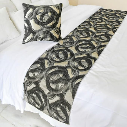 The HomeCentric King/Queen/Twin Black Designer Full 68"x18" Bed Runner by TheHomeCentric