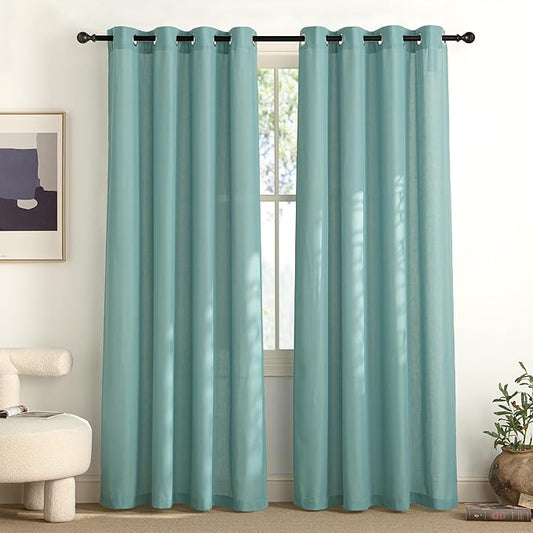 NICETOWN Greyish Blue Linen Curtains by NICETOWN
