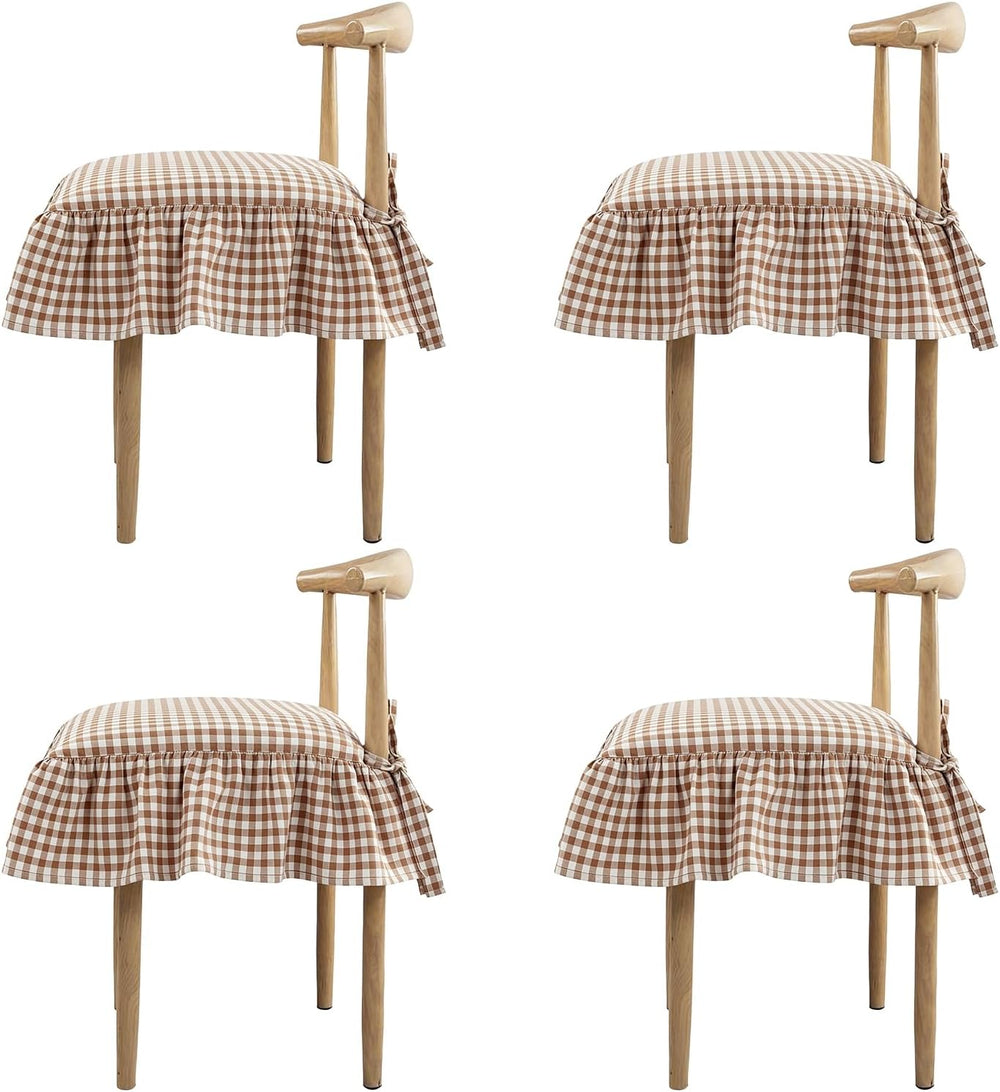 4 Pcs Taupe Ruffle Chair Cushion Covers, 17.5"x17.5" Square,Covers ...