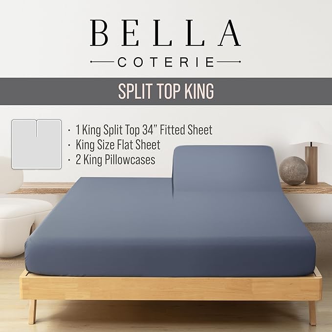 Bella Coterie Luxury Bamboo Viscose 34” Split Top King Size Sheet Set | 1 - Image 2