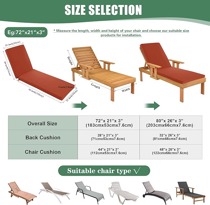 Chaise Lounge Cushions Outdoor - Image 3