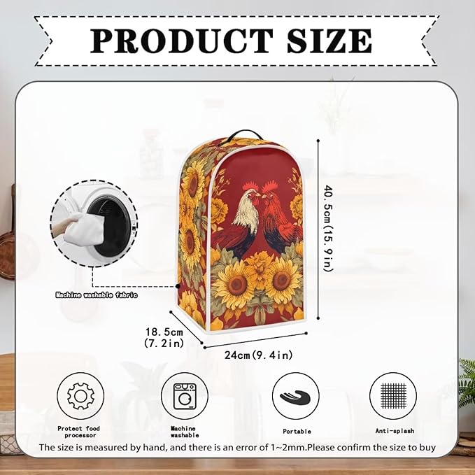 Rooster Blender Dust Cover Bread Maker Toaster Cover Sunflower Kitchen - Image 4