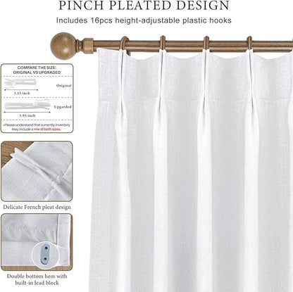 IVAPUPU Linen Pinch Pleated Full Blackout Curtains - Image 3