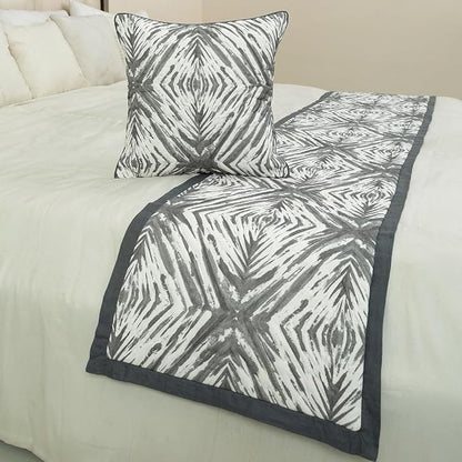 The HomeCentric King/Queen/Twin Grey & White Designer Queen 74"x18" Bed Runner - Image 4