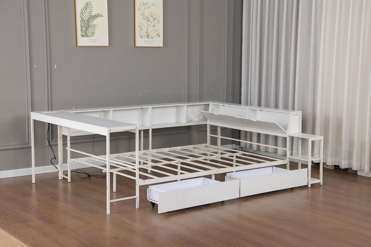 bellemave full size corner bed frame with storage, package contents