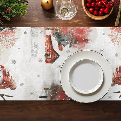 Snow Table Runner, Snowman Dining Table Runner, Christmas Coffee Table Decor - Image 4