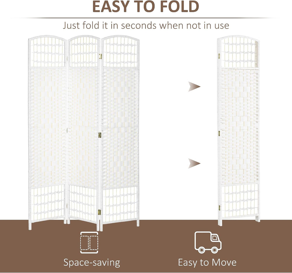 HOMCOM 3 Panel Room Divider, Folding Privacy Screen, 5.6', White