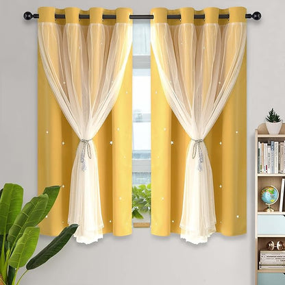Kinryb Blackout Curtains for Girl Bedroom/Living Room/Classroom, Sheer Overlay by Kinryb