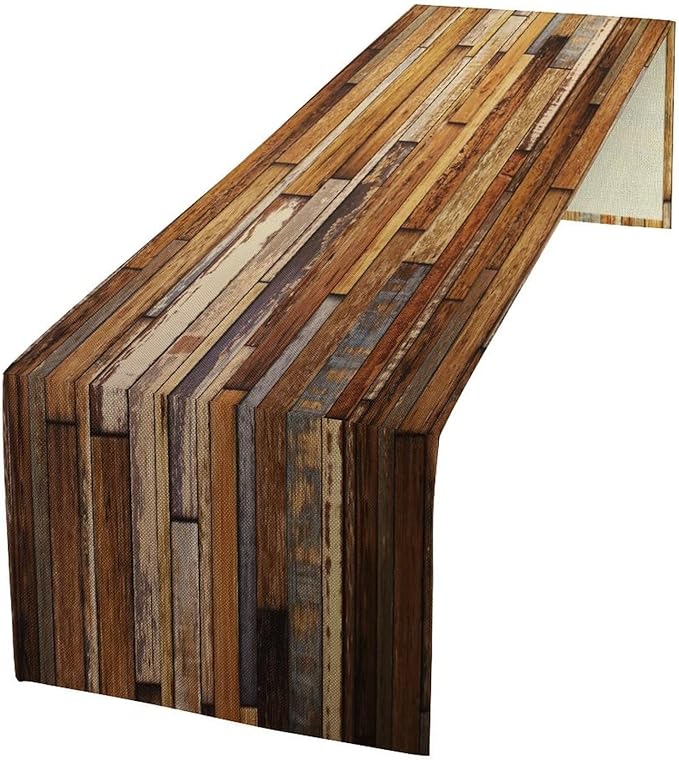 Rustic Barn Door Table Runner Colorful Farmhouse Wooden Multicolor Western Wood by ZhiRain