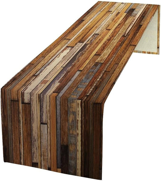 Rustic Barn Door Table Runner Colorful Farmhouse Wooden Multicolor Western Wood by ZhiRain