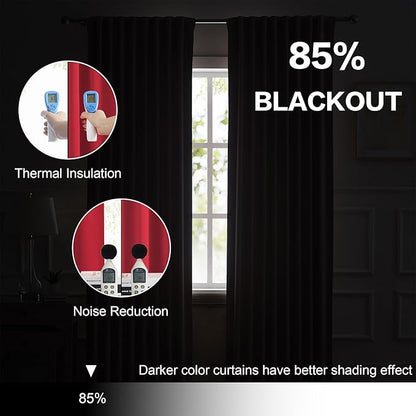 DUALIFE Extra Long 132 Inch Curtains Red Back Tab Loop Pocket Thermal Insulated - Image 6