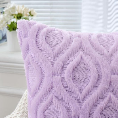 MIULEE Light Purple Throw Pillow Covers 12x20 Inch, Soft Winter Plush Faux Wool - Image 3