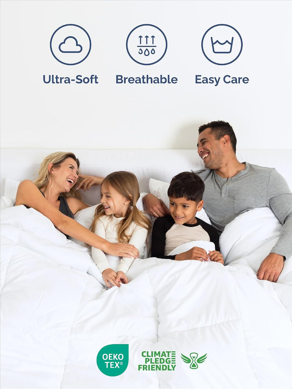 Full Comforter Set - White Bedding for All Seasons - Soft 3 Piece Bed Set