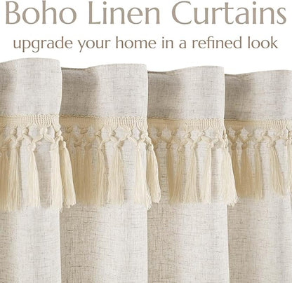 jinchan Linen Curtains for Living Room Bedroom Light Filtering Semi Sheer - Image 3