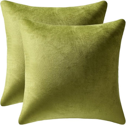 Couch Pillow Cases 18x18 Chartreuse: 2 Pack Cozy Soft Square Throw Pillow Covers by DEZENE