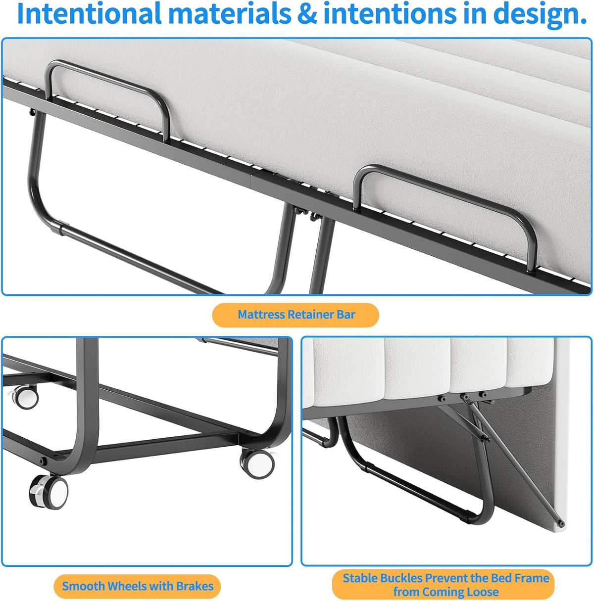 79"x59" folding bed with 5" memory mattress, queen, package contents