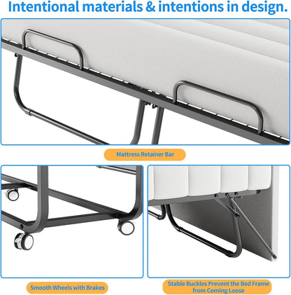 79"x59" folding bed with 5" memory mattress, queen, package contents