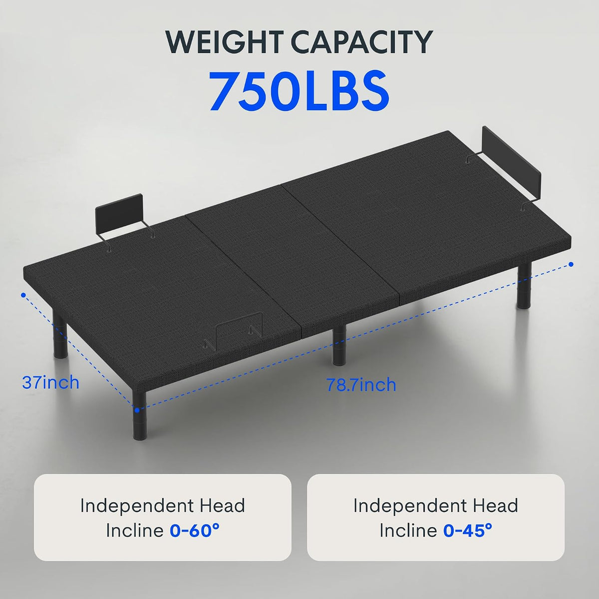 flexispot twin xl adjustable bed base with massage shown in use