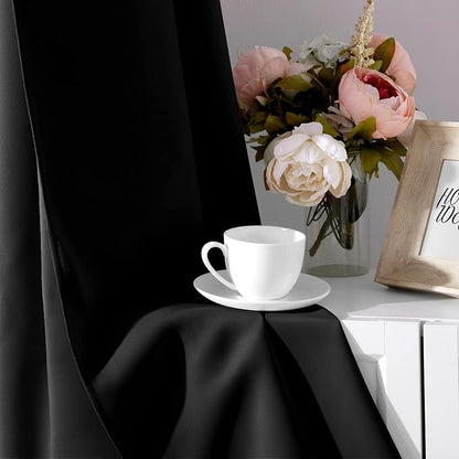 HOMEIDEAS Blackout Curtains for Bedroom 52 X 84 Inch Long 2 Panels Set Black - Image 5