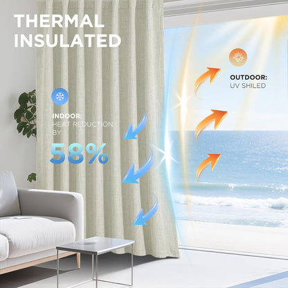 joydeco blackout curtains for bedroom - 100% light, side view