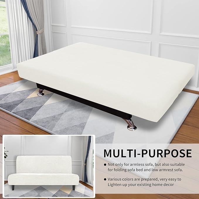 Easy-Going Stretch Futon Slipcover Armless Futon Bed Cover Furniture Protector - Image 4