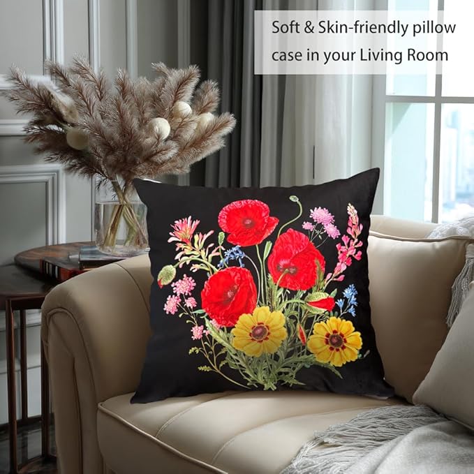 Elegant Velvet Floral Throw Pillow Cover Double Sides Handmake Flower - Image 4