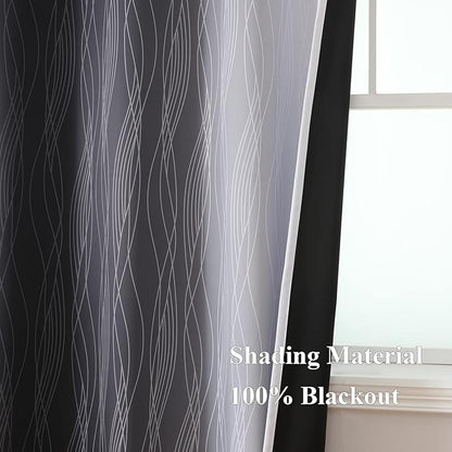 Estelar Textiler Black and Greyish White Blackout Curtains 54 Inch Length - Image 5