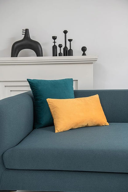 Couch Pillow Covers 12x20 Golden Yellow: 2 Pack Cozy Soft Velvet Rectangular - Image 4