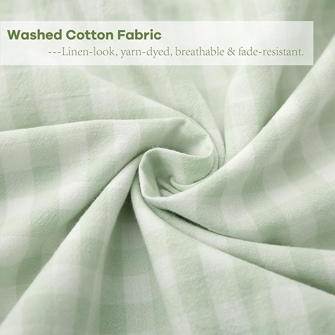 2 Pack Pile Green White Plaid Ruffle Gingham Lumbar Throw Pillow Covers - Image 6