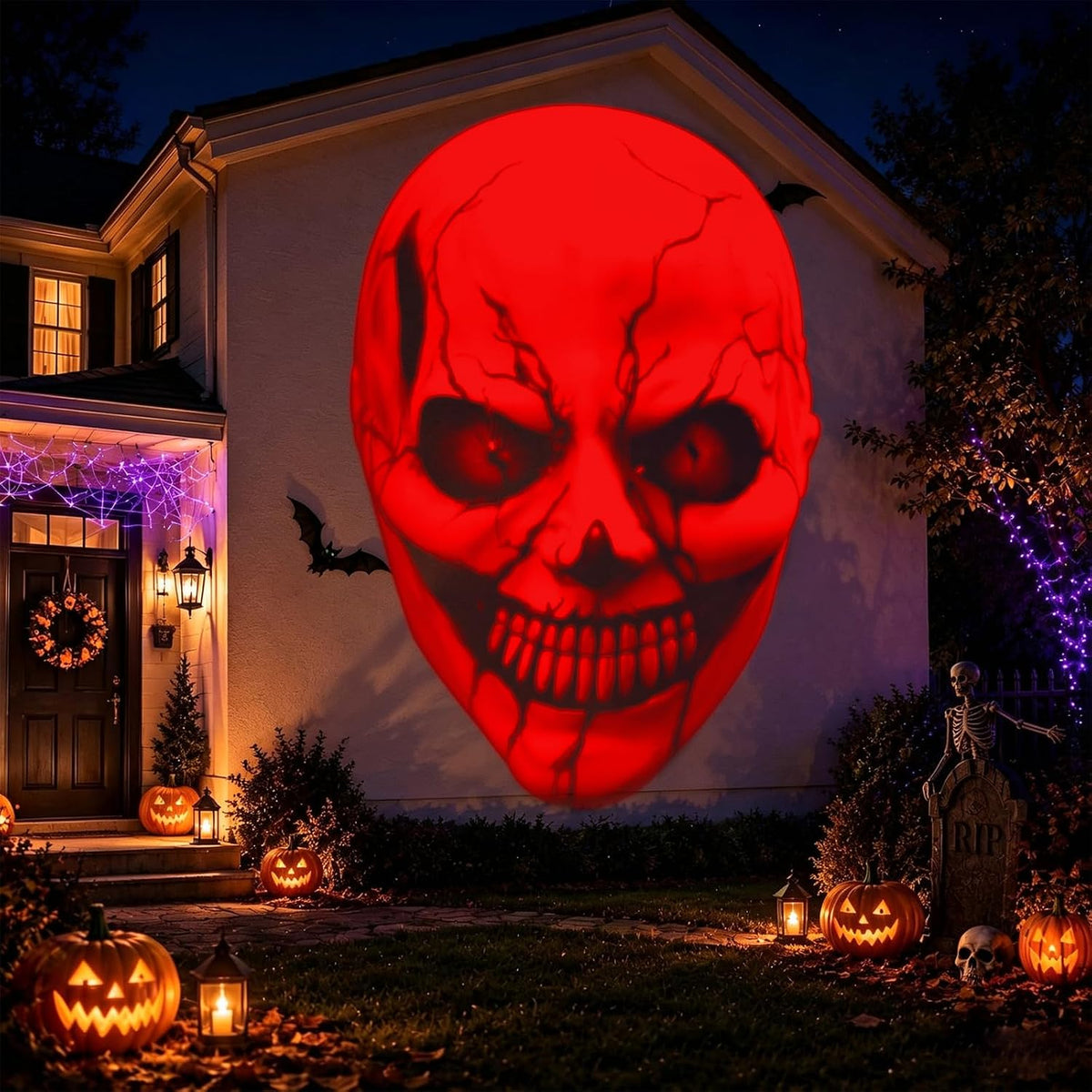 12 in 1 Halloween Projector Lights Outdoor, 3D Dynamic Ghost/Skeleton/Bat/Scarecrow/Pumpkin/Witch Cauldron HD Patterns Halloween Decor,Night Lights for Party Home Window Wall Holiday Decor