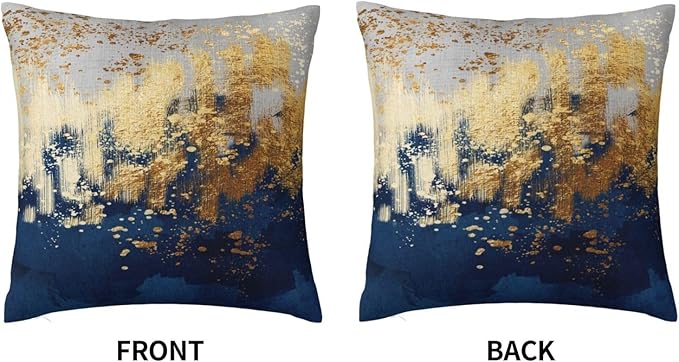 Navy Blue and Gold Pillow Covers 18 x 18 inch Set of 2 Decorative Cushion - Image 7