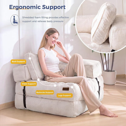 maxyoyo folding sofa bed, convertible chair bed with showing dimensions