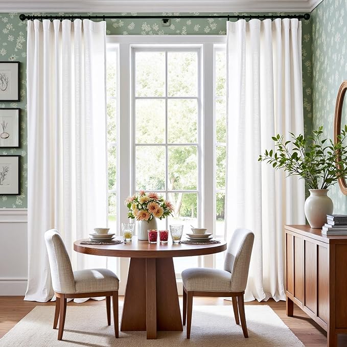 jinchan Soft Linen Curtains Set 2 Panels, Off White Curtains 72 Inch Length - Image 8