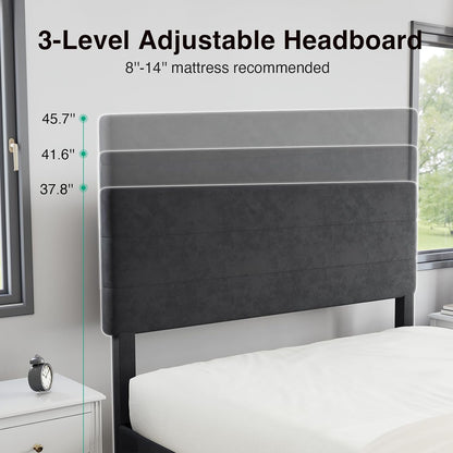 novilla queen bed frame, queen size bed frame, side view