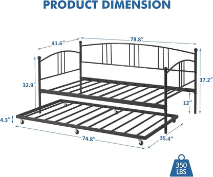 idealhouse twin daybed with trundle, metal twin size shown in use