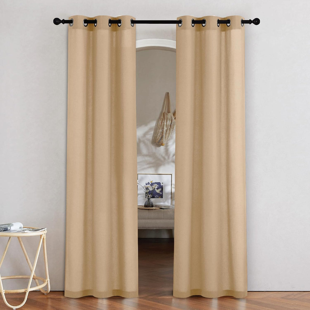 nicetown burlap linen doorway curtains 80 inches long, main product view