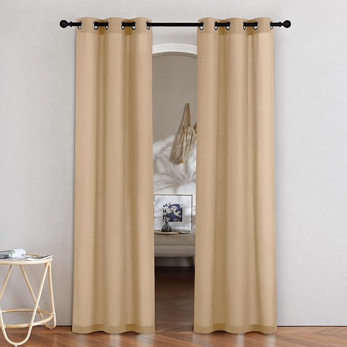 NICETOWN Burlap Linen Doorway Curtains 80 inches Long, Grommet Thick Linen by NICETOWN