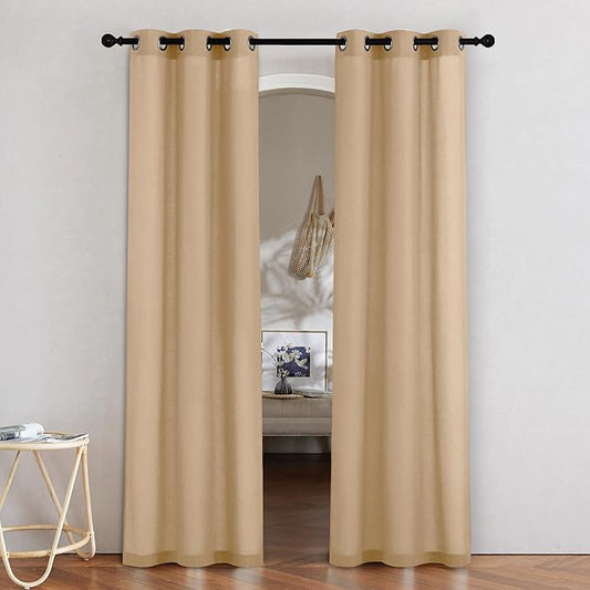 NICETOWN Burlap Linen Doorway Curtains 80 inches Long, Grommet Thick Linen by NICETOWN