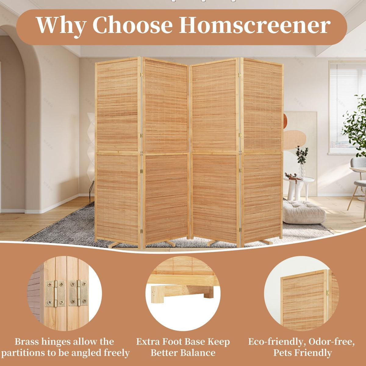 room divider folding privacy screens,hand-made natural bamboo room, close-up detail