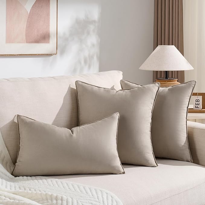 Fancy Homi 2 Packs Taupe Decorative Throw Pillow Covers 18x18 inch, Super Soft - Image 5