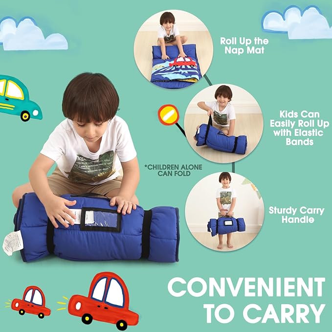 ACRABROS Toddler Nap Mat with Pillow and Blanket, Extra Large Rolled Napping - Image 5