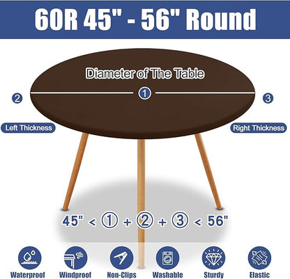 Round Spandex Tablecloth, Elastic Fitted Waterproof Tablecloths - Image 8