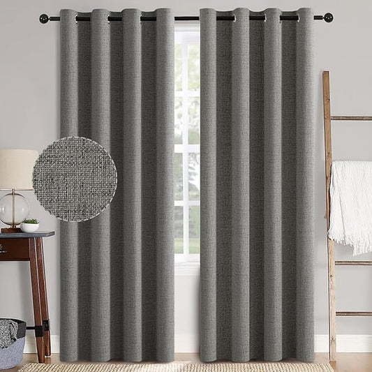 MIULEE Linen Texture Curtains for Bedroom Solid 100% Blackout Thermal Insulated by MIULEE