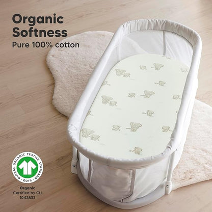 2-Pack Organic Bassinet Sheets for Girls, Boys - Image 2