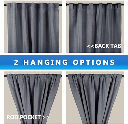 Linen 100% Blackout Curtains for Bedroom, Back Tab/Rod Pocket Room Darkening - Image 4
