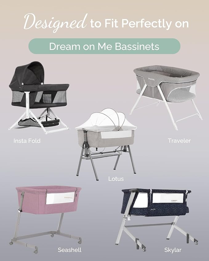 Bassinet Fitted Sheets for Dream on Me Traveler Portable Bassinet & Skylar - Image 2