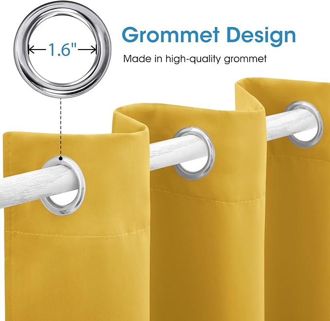 HOMEIDEAS Blackout Curtains 52 X 84 Inch 2 Panels Mustard Yellow Room Darkening - Image 4