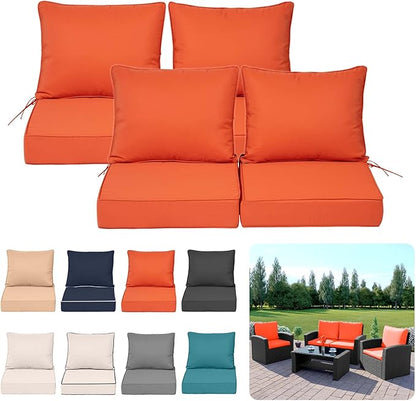 Deep Seat Outdoor Cushion Set of 4, UV&Fade Resistant Deep Seat Patio Cushions by Vulacko