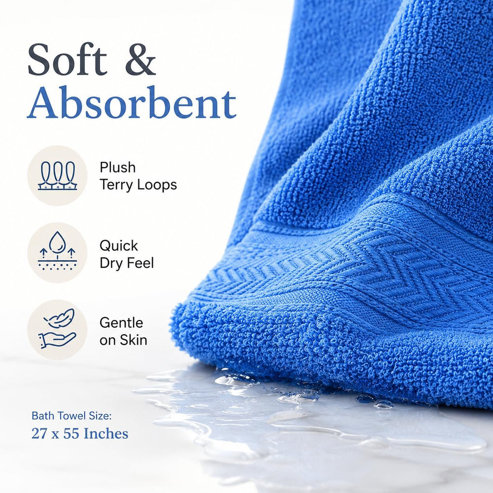 Pearl Linens Bath Towels Pack of 6, 27x55 Inches, 550 GSM 100% Ring Spun Cott...